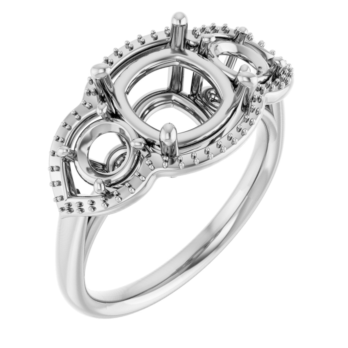 Three-Stone Halo-Style Engagement Ring