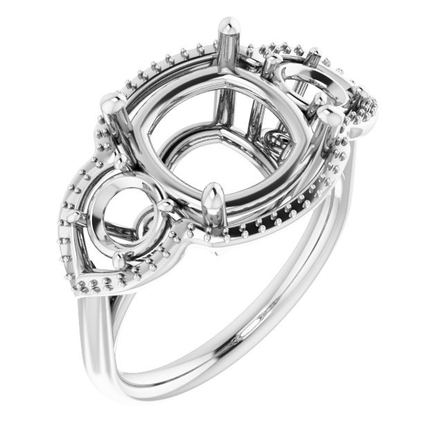 Three-Stone Halo-Style Engagement Ring