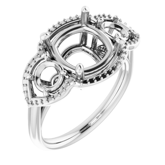 Three-Stone Halo-Style Engagement Ring