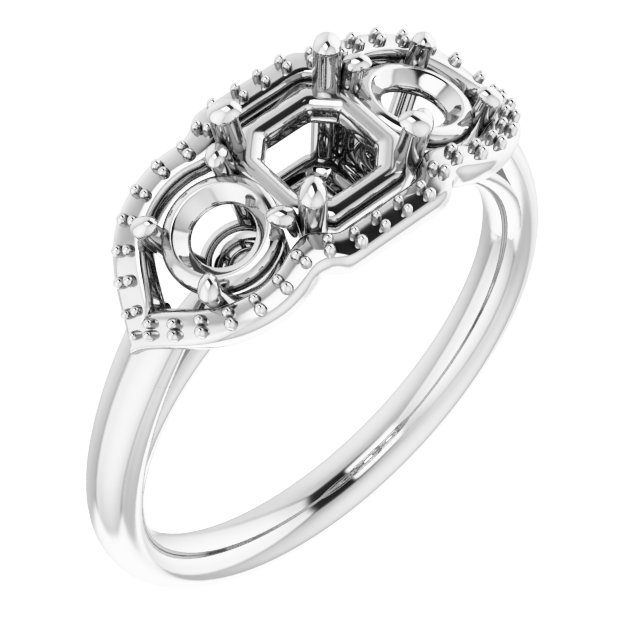 Three-Stone Halo-Style Engagement Ring