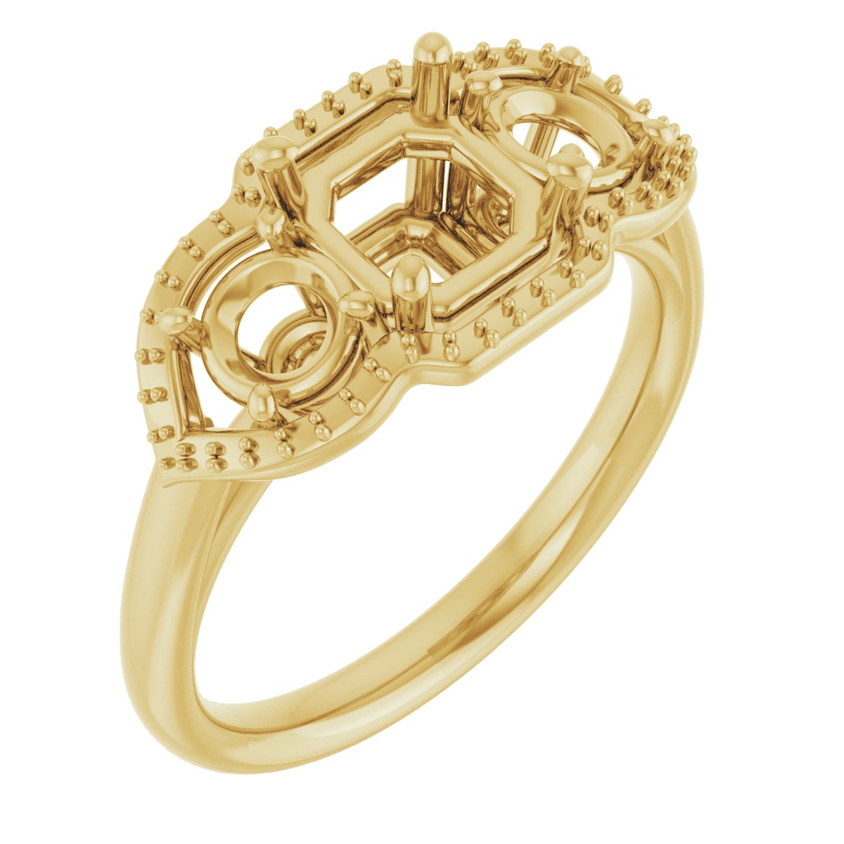 Three-Stone Halo-Style Engagement Ring