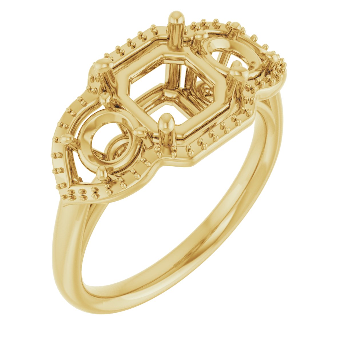 Three-Stone Halo-Style Engagement Ring