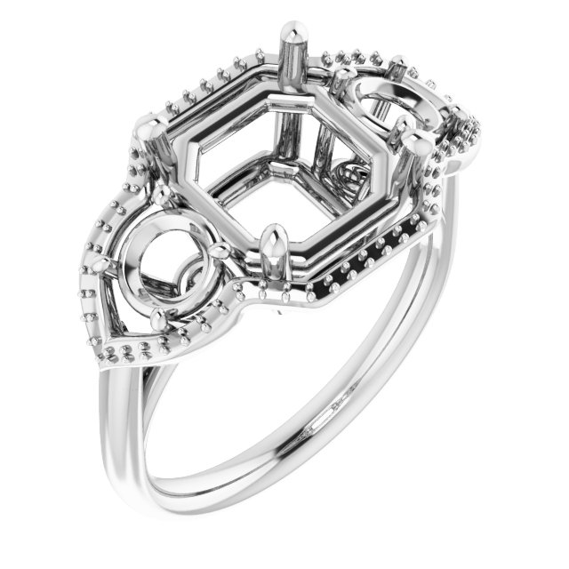 Three-Stone Halo-Style Engagement Ring