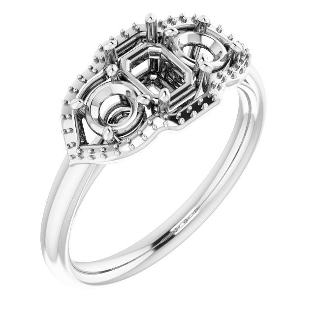 Three-Stone Halo-Style Engagement Ring