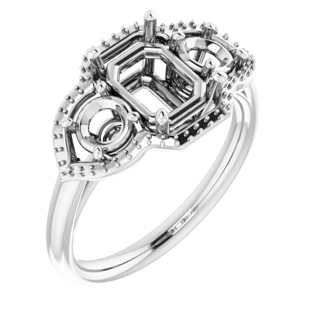 Three-Stone Halo-Style Engagement Ring
