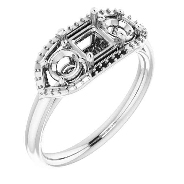 Three-Stone Halo-Style Engagement Ring