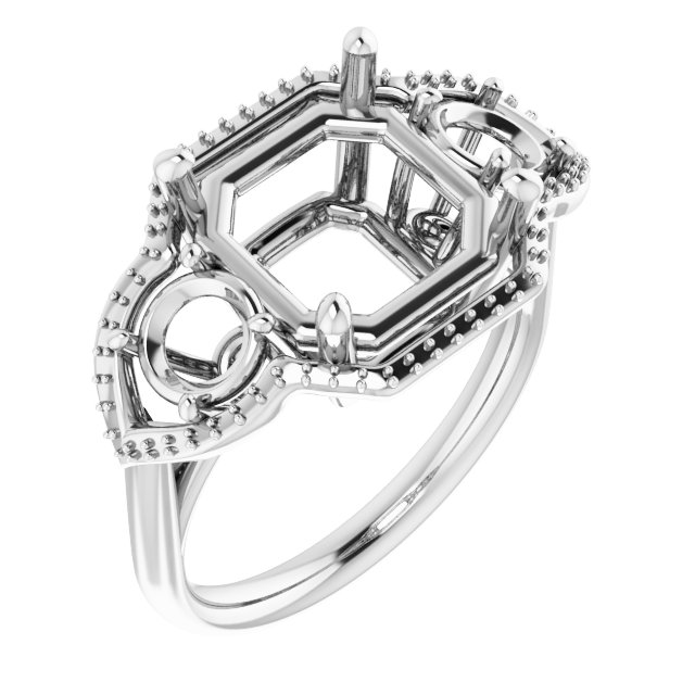 Three-Stone Halo-Style Engagement Ring