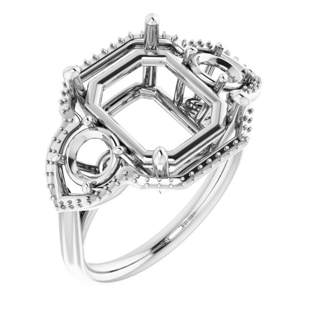Three-Stone Halo-Style Engagement Ring