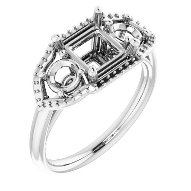 Three-Stone Halo-Style Engagement Ring