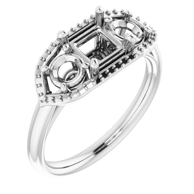 Three-Stone Halo-Style Engagement Ring