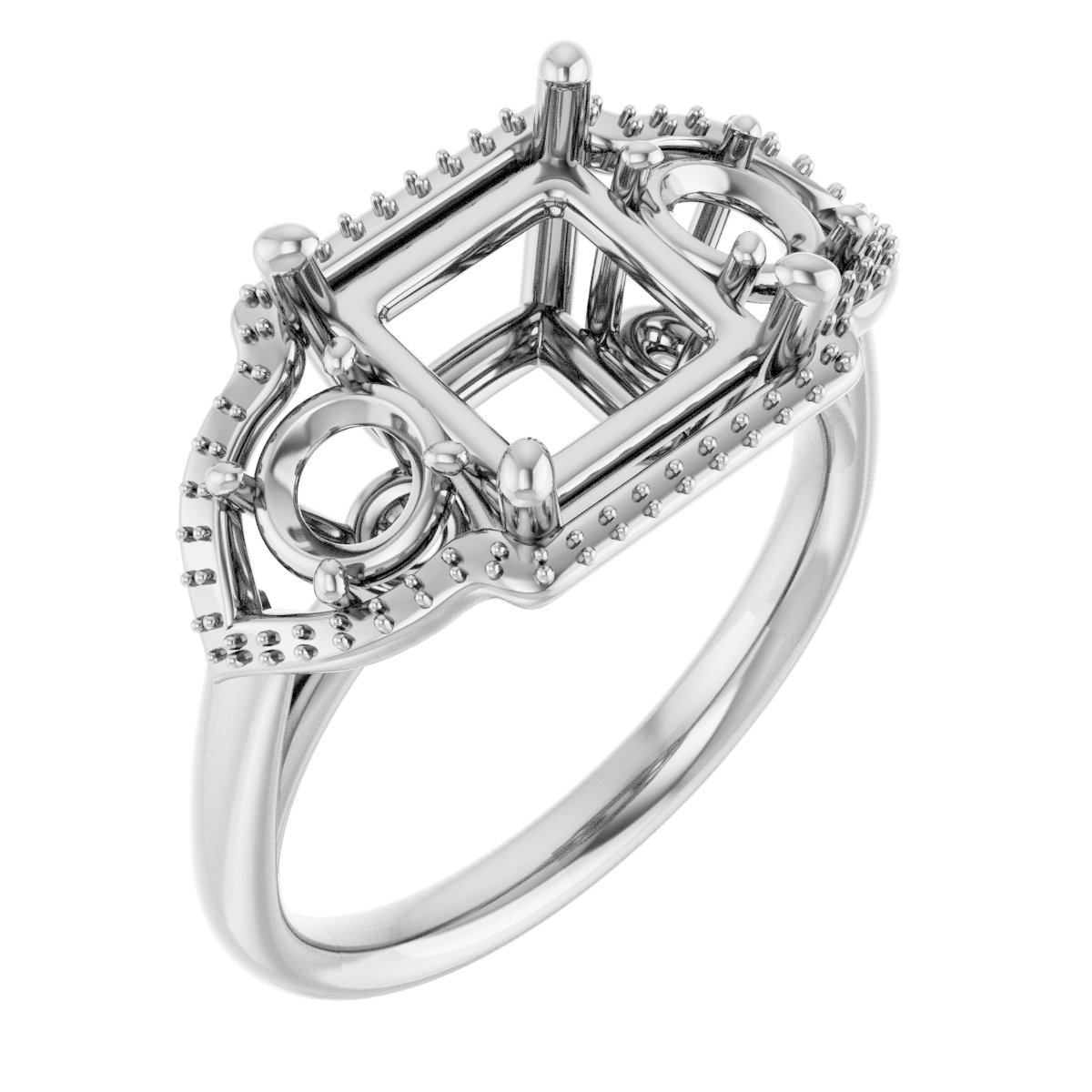 Three-Stone Halo-Style Engagement Ring
