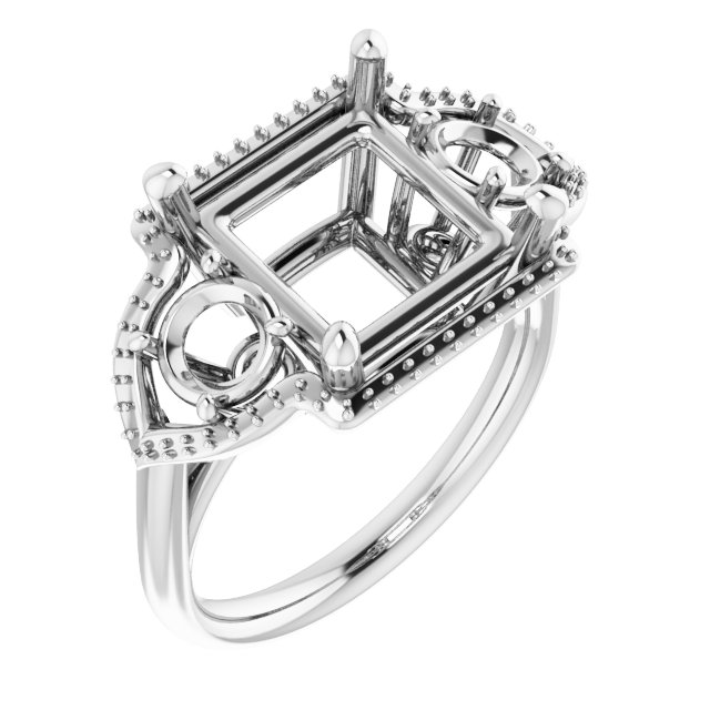 Three-Stone Halo-Style Engagement Ring