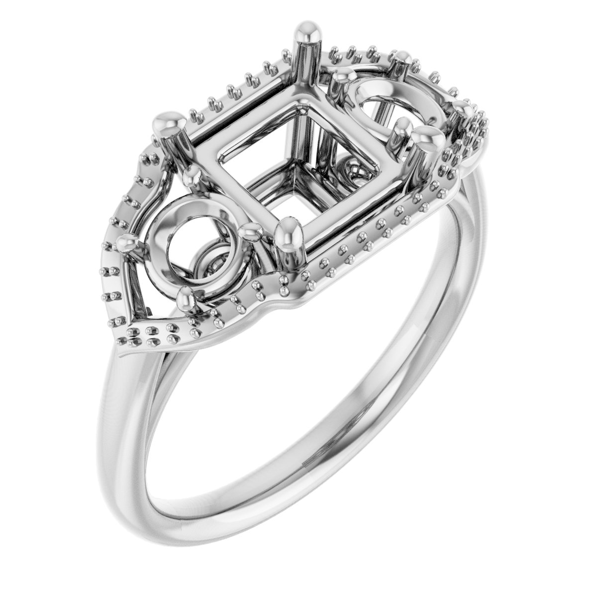 Three-Stone Halo-Style Engagement Ring