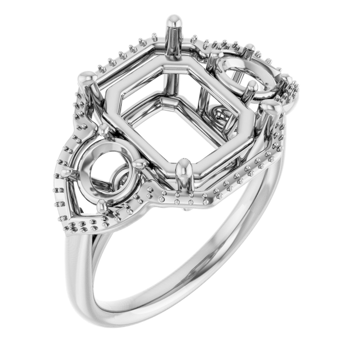 Three-Stone Halo-Style Engagement Ring