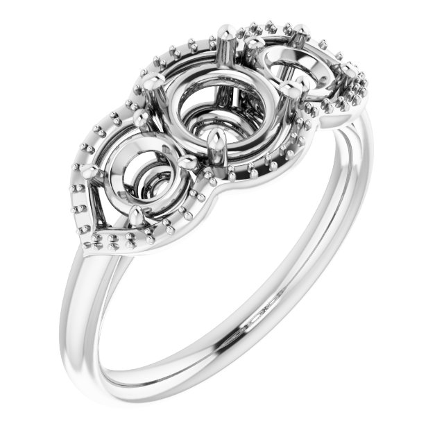 Three-Stone Halo-Style Engagement Ring