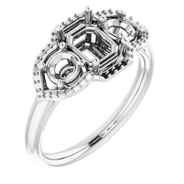 Three-Stone Halo-Style Engagement Ring