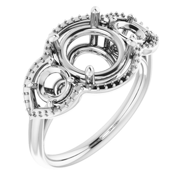 Three-Stone Halo-Style Engagement Ring
