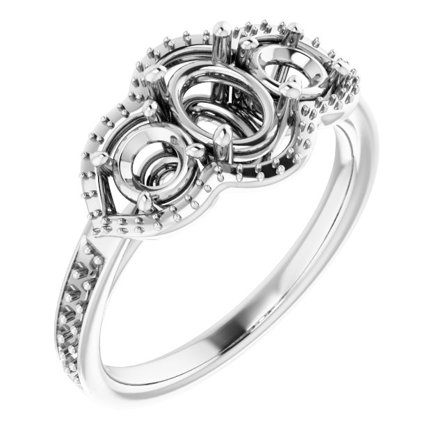 Three-Stone Halo-Style Ring