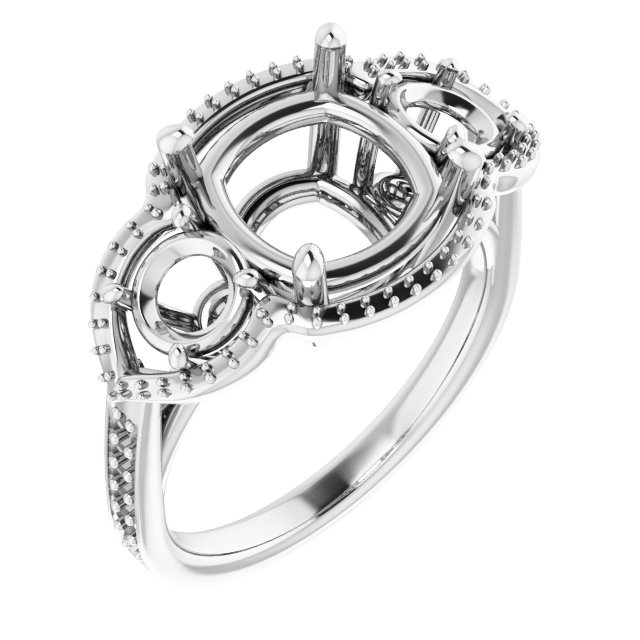 Three-Stone Halo-Style Ring
