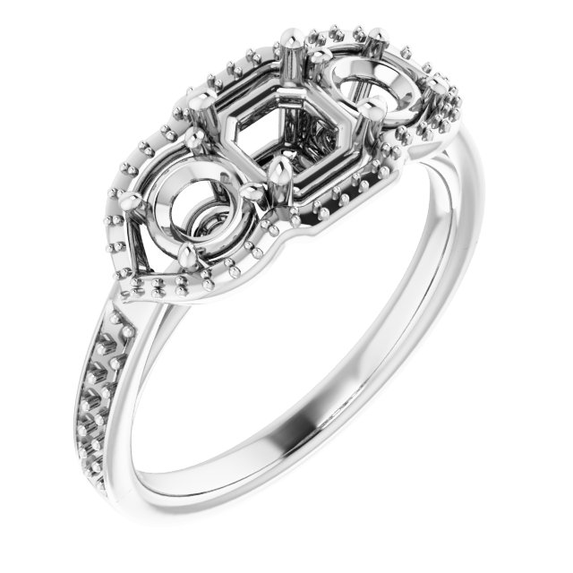 Three-Stone Halo-Style Ring