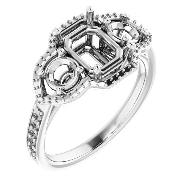 Three-Stone Halo-Style Ring