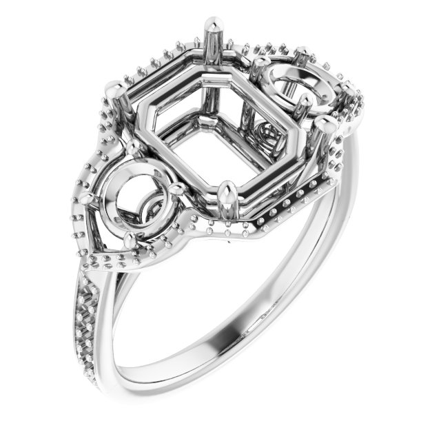 Three-Stone Halo-Style Ring