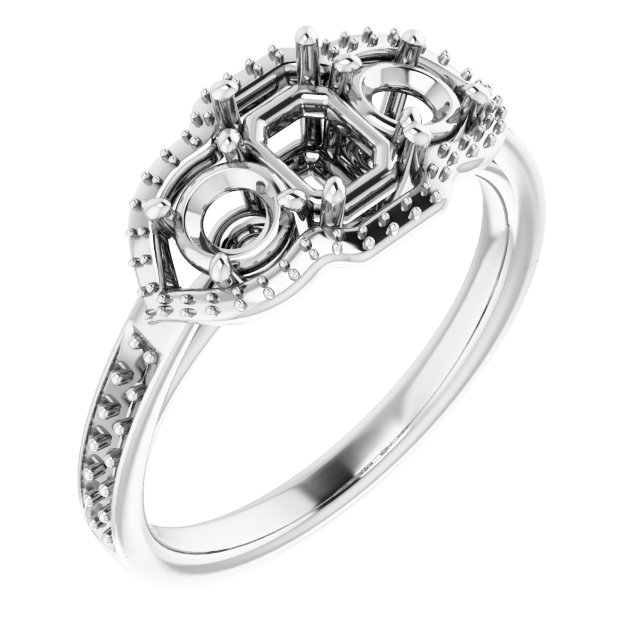 Three-Stone Halo-Style Ring