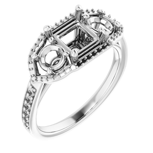 Three-Stone Halo-Style Ring