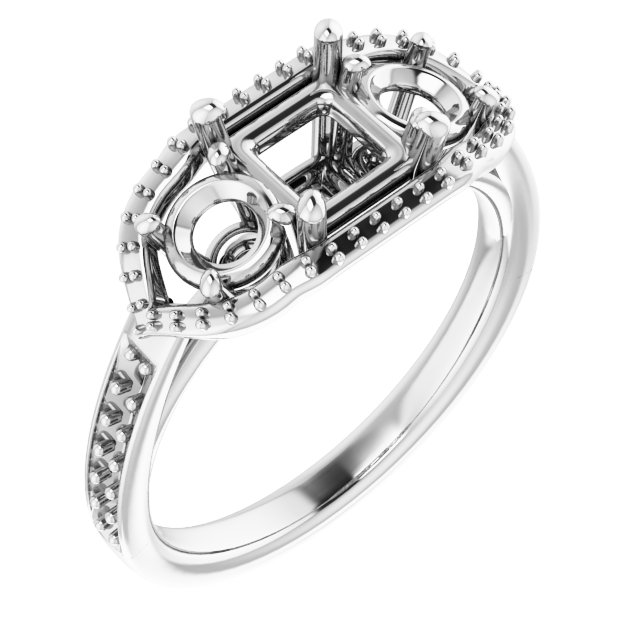 Three-Stone Halo-Style Ring