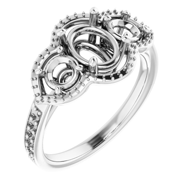 Three-Stone Halo-Style Ring