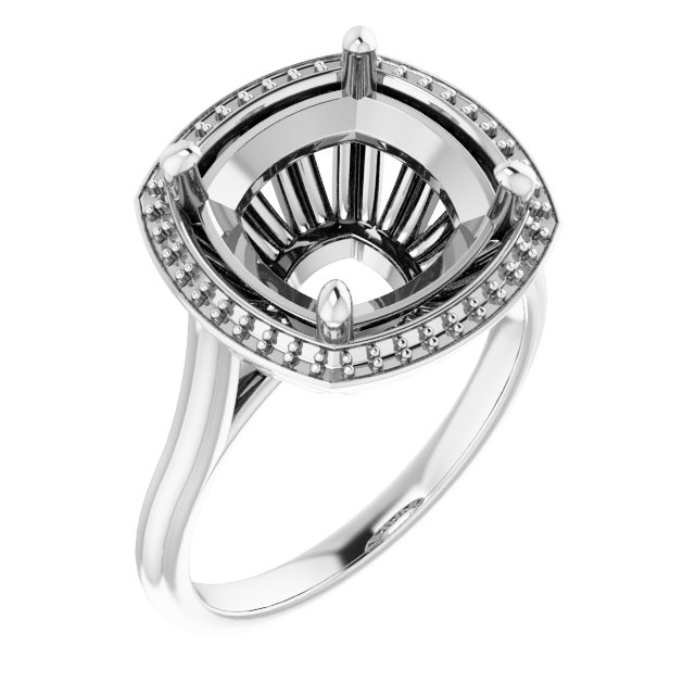 14 K White Gold Halo Engagement Ring