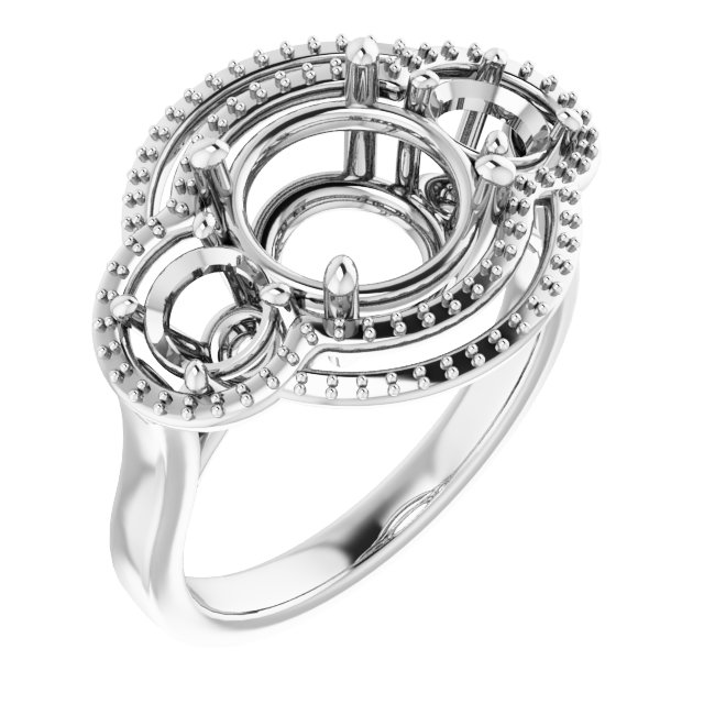 Three-Stone Halo-Style Engagement Ring