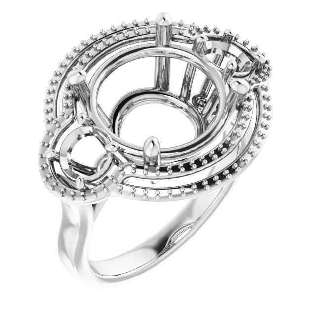 Three-Stone Halo-Style Engagement Ring