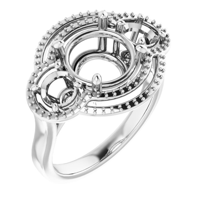 Three-Stone Halo-Style Engagement Ring