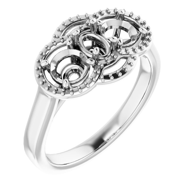 Three-Stone Halo-Style Engagement Ring
