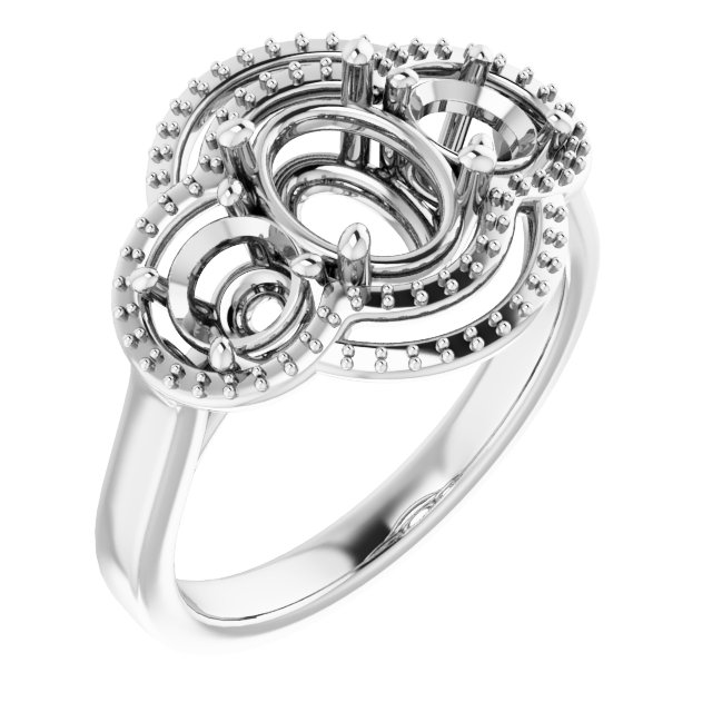 Three-Stone Halo-Style Engagement Ring