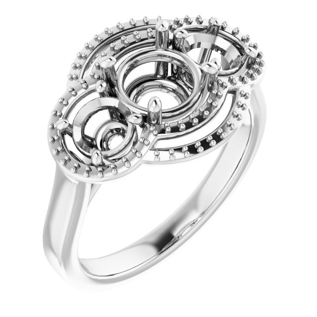 Three-Stone Halo-Style Engagement Ring