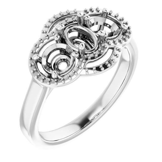 Three-Stone Halo-Style Engagement Ring