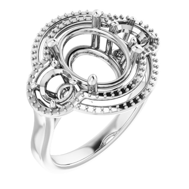 Three-Stone Halo-Style Engagement Ring