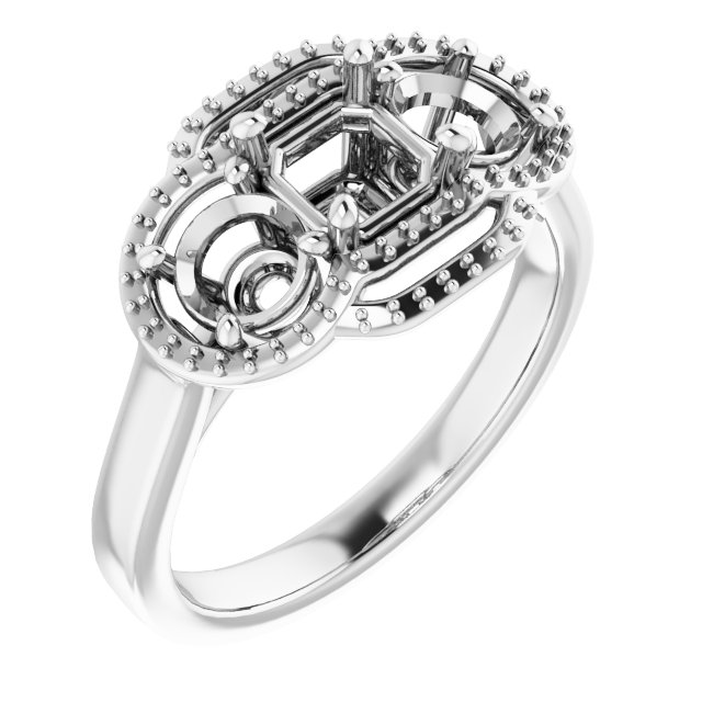 Three-Stone Halo-Style Engagement Ring