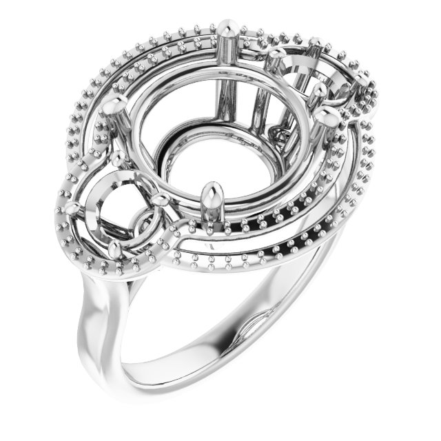 Three-Stone Halo-Style Engagement Ring