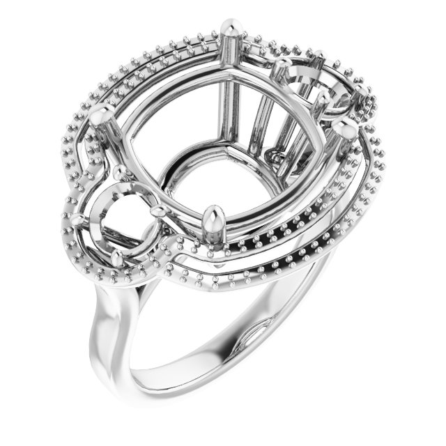 Three-Stone Halo-Style Engagement Ring