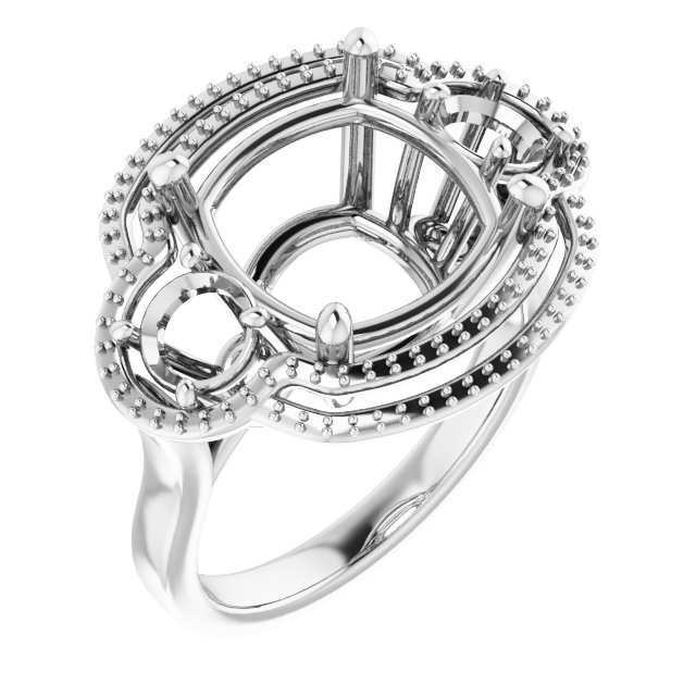 Three-Stone Halo-Style Engagement Ring