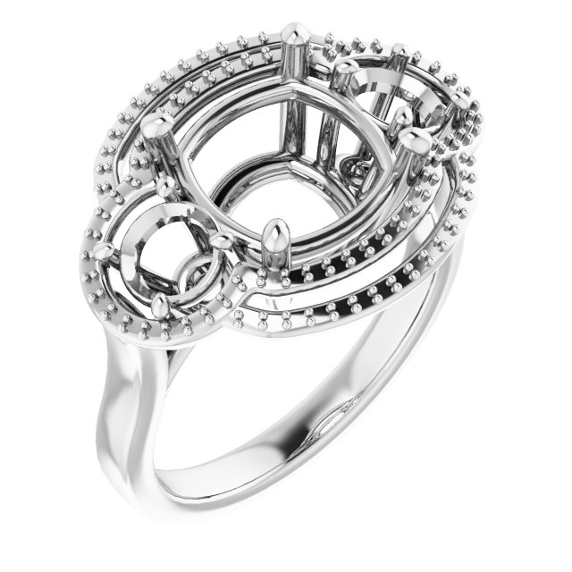 Three-Stone Halo-Style Engagement Ring