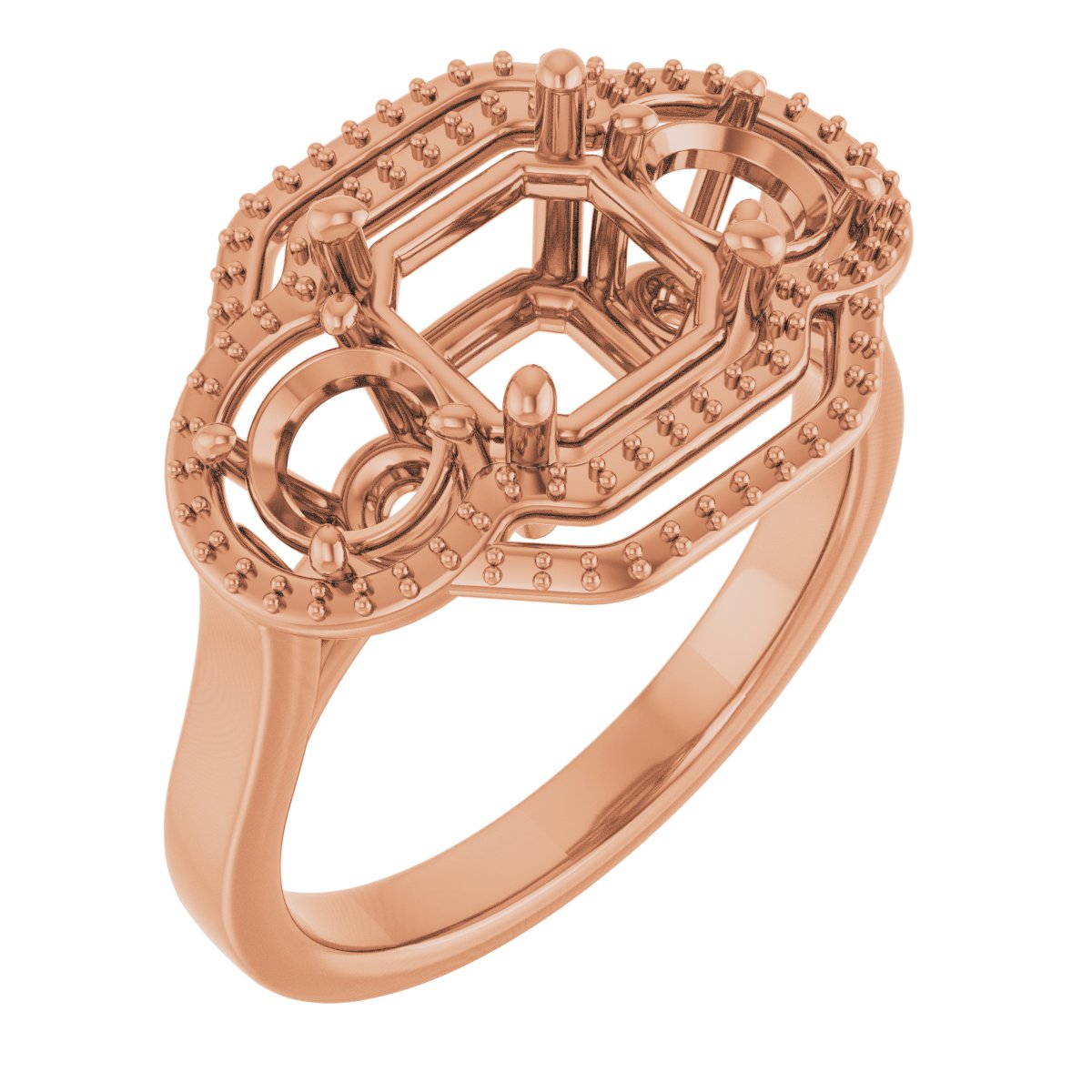 Three-Stone Halo-Style Engagement Ring
