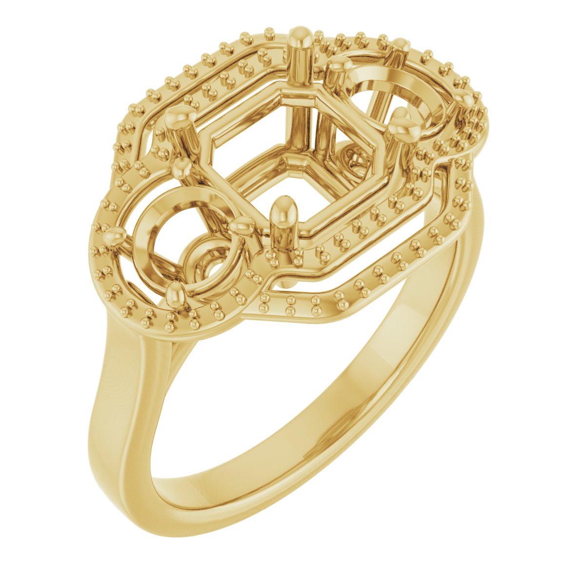 Three-Stone Halo-Style Engagement Ring