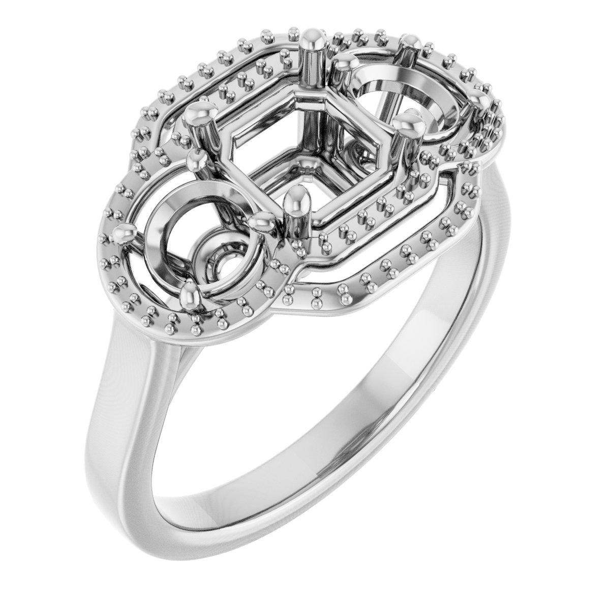Three-Stone Halo-Style Engagement Ring