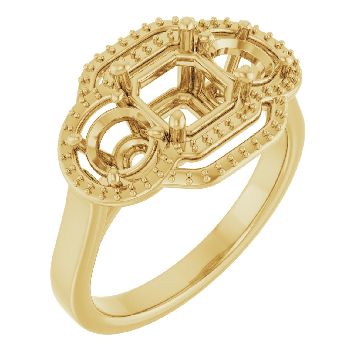 Three-Stone Halo-Style Engagement Ring