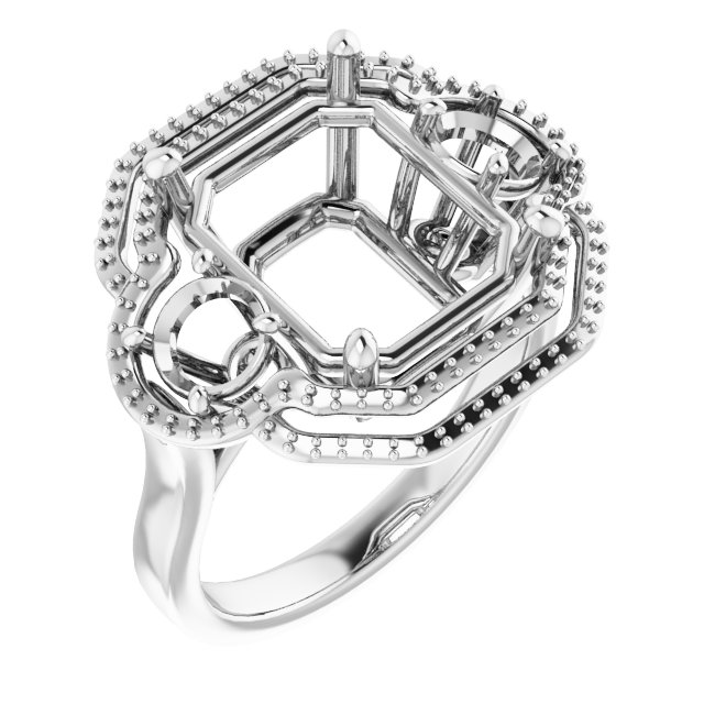Three-Stone Halo-Style Engagement Ring