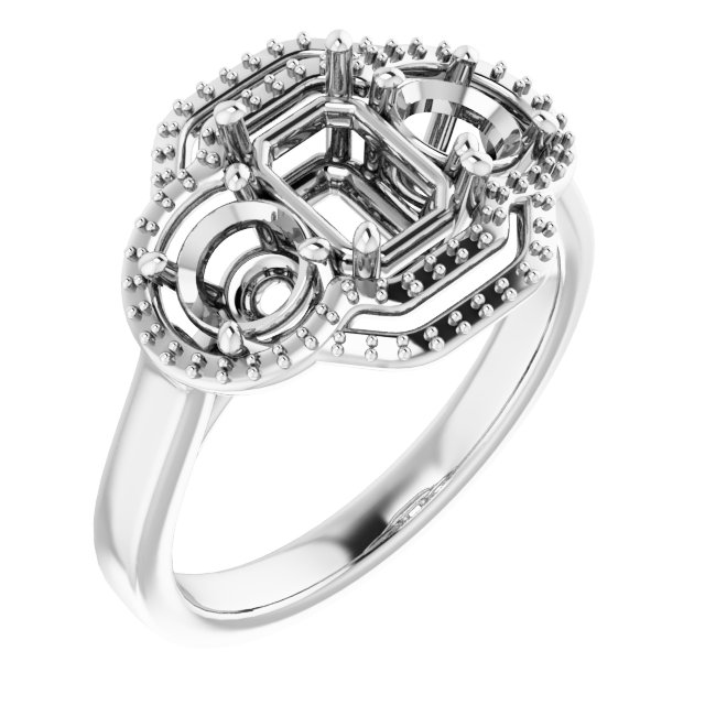 Three-Stone Halo-Style Engagement Ring